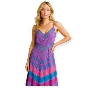 Trifles Vintage Chevron Stripe Sleeveless Summer Dress Late 70s 80s Size S